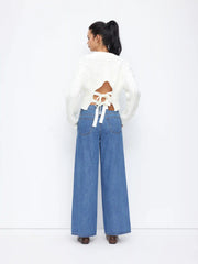 Cider Denim Low Rise Split Wide Leg Jeans
