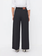 Wrinkle-free Fabric Mid Rise Pleated Straight Leg Trousers