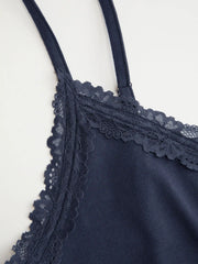 Cotton-blend V-neck Lace Trim Cami Top Curve & Plus