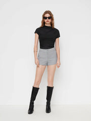 Mid Rise Button Micro Shorts