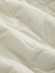 Peter Pan Collar Tie Front Bow Contrasting Binding Floral Quilted Oversized Puffer Jacket