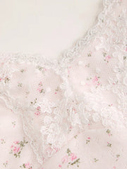 Textured Floral V-neck Lace Trim Cami Top Curve & Plus