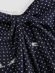 Chiffon Sweetheart Bowknot Polka Dot A-line Mini Dress Curve & Plus