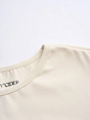 Round Neckline Solid Cut Out Short Sleeve Top