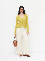 Knit V-neck Long Sleeve Button Cardigan