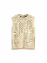 Cable Knit Round Neckline Split Side Vest