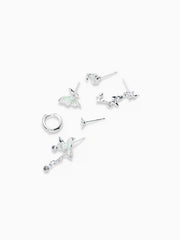 3 PAIRS BUTTERFLY & FLOWER EARRINGS SET