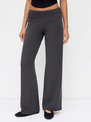 Low Rise Ruched Straight Leg Trousers