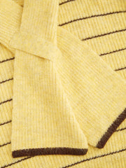 Knit Wool-blend V-neck Striped Oversized Top With Scarf