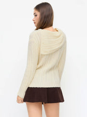 Knit Asymmetrical Neck Long Sleeve Top
