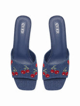 CHERRY PATTERN CHUNKY HEELED SANDALS