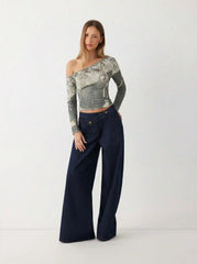 Asymmetrical Neck Conversational Top