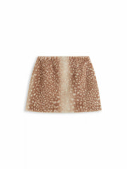 Faux Fur Deer Low Rise Animal Print Half Zip Mini Skirt
