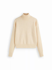 Knit High Neck Solid Long Sleeve Top