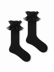 LACE CRIMPED TRIM CREW SOCKS