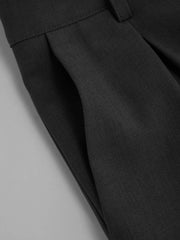 Mid Rise Straight Leg Pleated Trousers