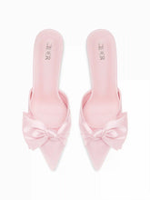POINTED TOE BOWKNOT DECOR HEELS