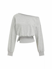 Cotton-blend Asymmetrical Neck Sweatshirt