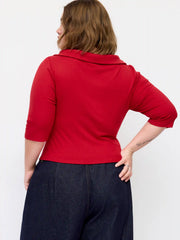 Tie Neck Mid-length Sleeve Top With Scarf Curve & Plus