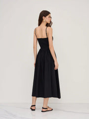 Cotton Linen Scoop Neckline Broderie Anglaise Ruffle Maxi Dress