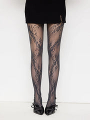 FLORAL JACQUARD LACE TIGHTS