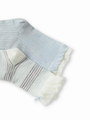 2 PAIRS BOWKNOT & STRIPED CREW SOCKS SET