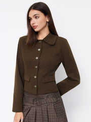 Collar Long Sleeve Metal Button Coat