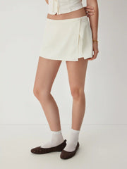 Satin Detachable Wrap Overlay Micro Shorts Set