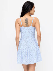 Textured Floral Sweetheart Flared Mini Dress