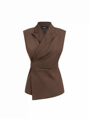 Collar Tie Back Ruched Blazer Vest