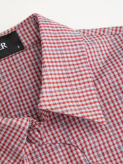 Cotton-blend Gingham Puff Sleeve Cut Out Blouse