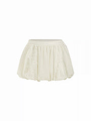 Chiffon Low Rise Lace Panel Bubble Mini Skirt