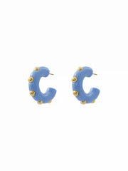 STUDDED C-SHAPED HOOP EARRINGS