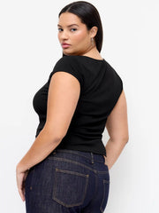 Scoop Neck Lace Trim Tank Top Curve & Plus