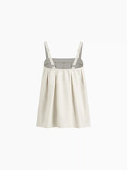 Linen-blend Pleated Cami Top & Mid Rise Elastic Waist Straight Leg Trousers Set