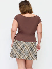Plaid Low Rise A-line Mini Skirt Curve & Plus