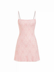 Sequin Textured Square Neck Geometric Bowknot Embroidery Straight Mini Dress