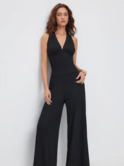 Halter Neck Metal Detail Wide Leg Jumpsuit