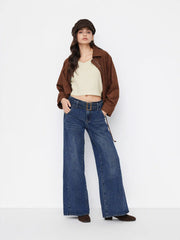 Denim Low Rise Baggy Jeans With Belt