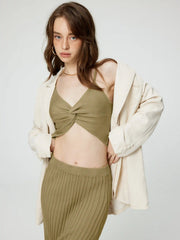 Solid Rib Crop Criss Top