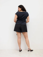 Boat Neck Stripe Knotted Top Curve & Plus