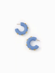 STUDDED C-SHAPED HOOP EARRINGS