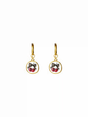 LEOPARD PRINT HEART & CHERRY DROP EARRINGS