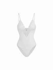 Jersey V-neck Lace Trim Bodysuit