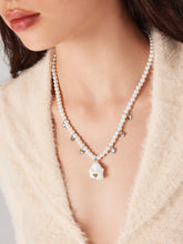 GHOST & HEART FAUX PEARL BEADED PENDANT NECKLACE