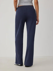 Cotton-blend Low Rise Drawstring Straight Leg Trousers