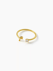 LETTER ZIRCON STAINLESS STEEL OPEN RING