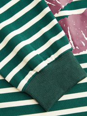 Cotton-Blend Stripe Lip Pattern Asymmetrical Neck Top