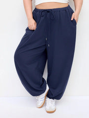 Cotton-blend Mid Rise Drawstring Jogger Trousers