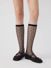 POLKA DOT LACE OVER THE CALF SOCKS